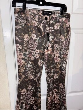 Fashion Nova Brown Floral Boot Cut Pants / Flare Bottom